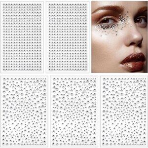 1725pcs Face Gems Rhinestones Stickers, Self Adhesive Face Jewels Stickers